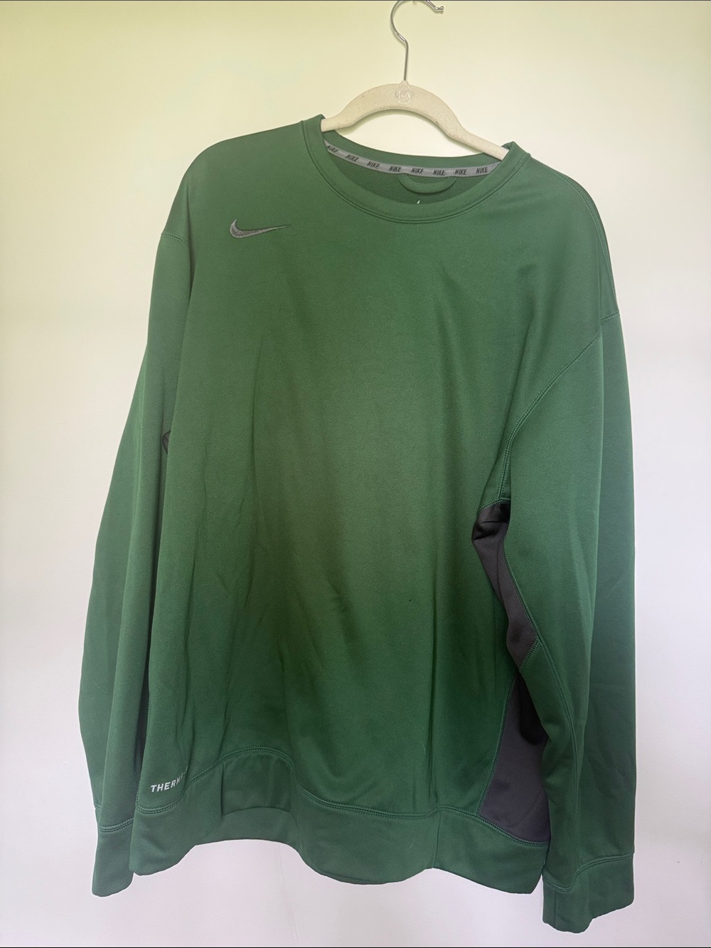 Nike Men’s Forest Green Crewneck Sweatshirt with Black Panels
